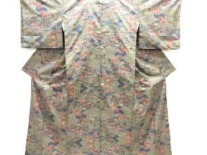 雲に松牡丹模様織り出し本場泥大島紬着物(5マルキ)